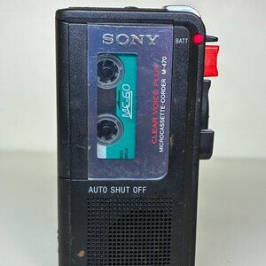 Sony M-470 Clear Voice Plus Microcassette Voice Recorder w/ Tape TESTED WORKS